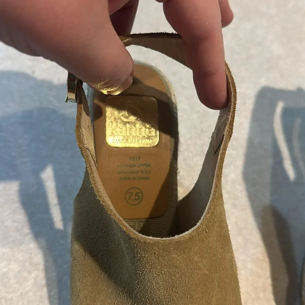 KANNA Tan Suede Slingback Espadrille Wedge